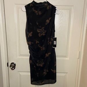Steve Madden Black Dress with Brown Floral Design
